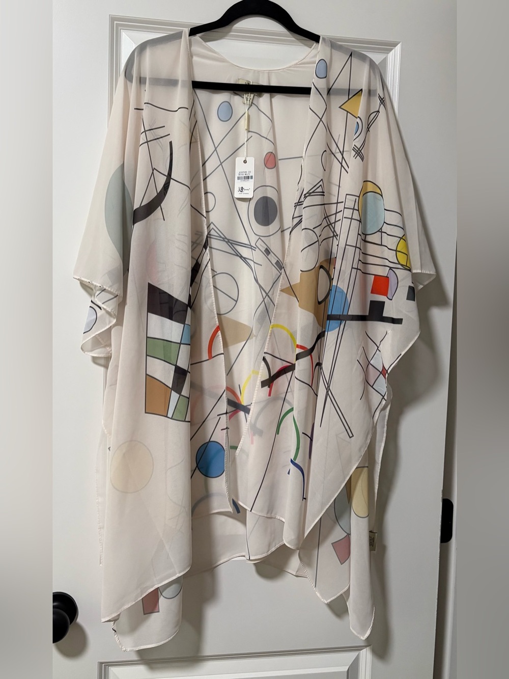 Cream Geometric Print Kimono Wrap